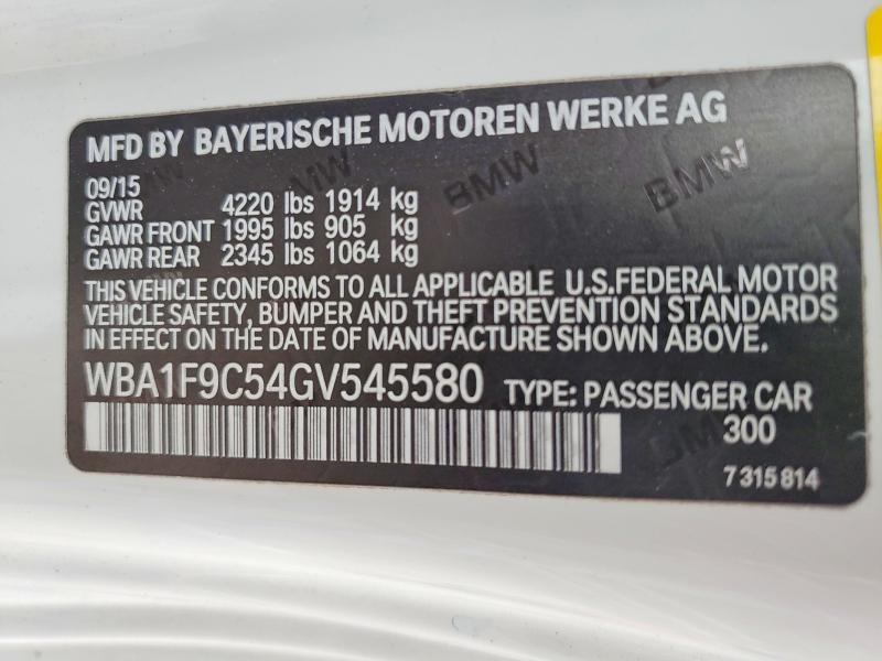 Aukcja sprzedaży 2016 Bmw 228, vin: WBA1F9C54GV545580, numer aukcji: 58045176