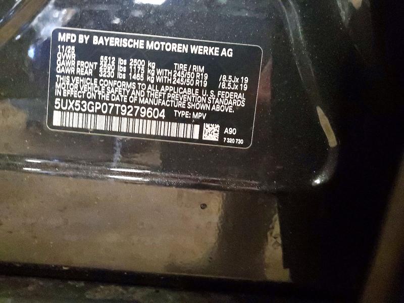 57294766 :رقم المزاد ، 5UX53GP07T9279604 vin ، 2026 Bmw X3 مزاد بيع