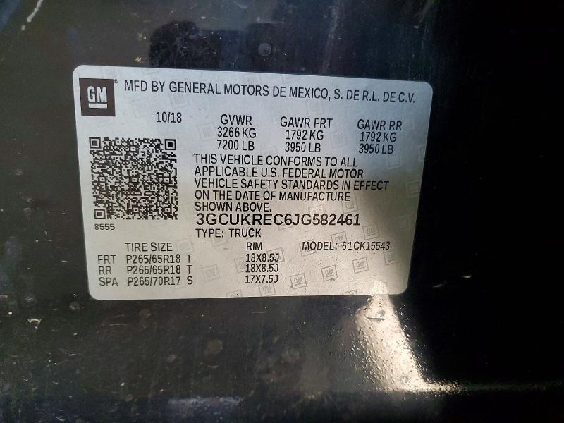 Продаж на аукціоні авто 2018 Chevrolet Silverado, vin: 3GCUKREC6JG582461, номер лоту: 56984106