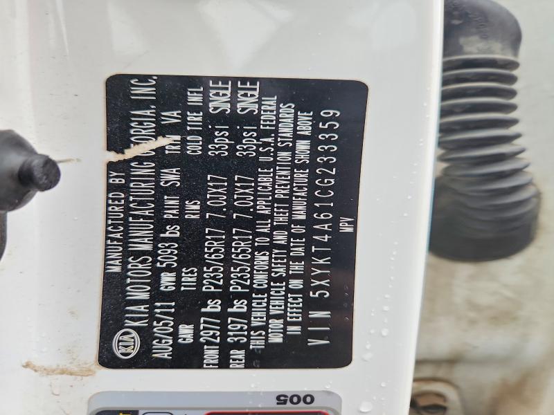 2012 Kia Sorento მანქანა იყიდება აუქციონზე, vin: 5XYKT4A61CG233359, აუქციონის ნომერი: 56247996