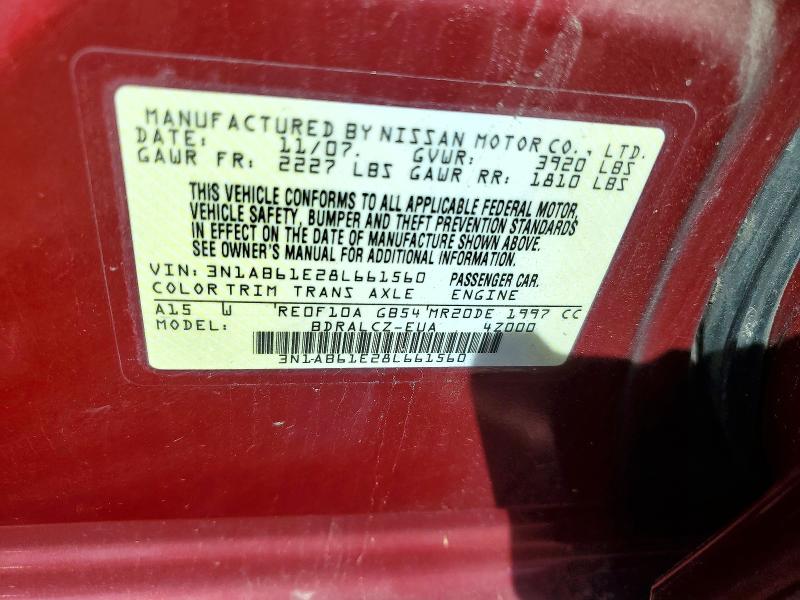 Aukcja sprzedaży 2008 Nissan Sentra, vin: 3N1AB61E28L661560, numer aukcji: 55395396