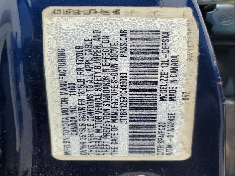 56045306 :رقم المزاد ، 2T1BR12E91C448080 vin ، 2001 Toyota Corolla مزاد بيع