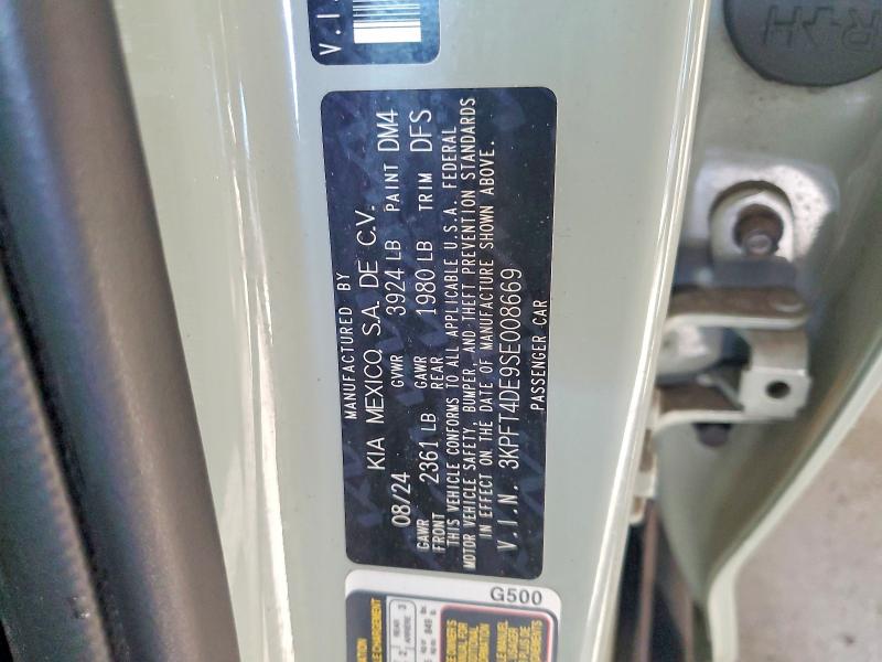 2025 Kia K4 მანქანა იყიდება აუქციონზე, vin: 3KPFT4DE9SE008669, აუქციონის ნომერი: 55913346
