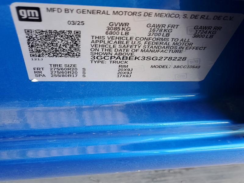 Продажа на аукционе авто 2025 Chevrolet Silverado, vin: 3GCPABEK3SG278228, номер лота: 56803976