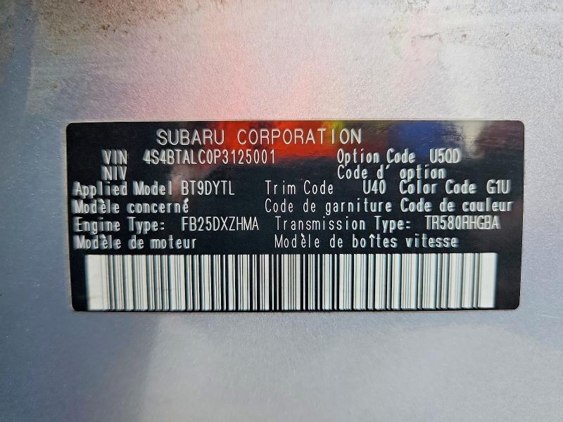 Продаж на аукціоні авто 2023 Subaru Outback, vin: 4S4BTALC0P3125001, номер лоту: 58510516