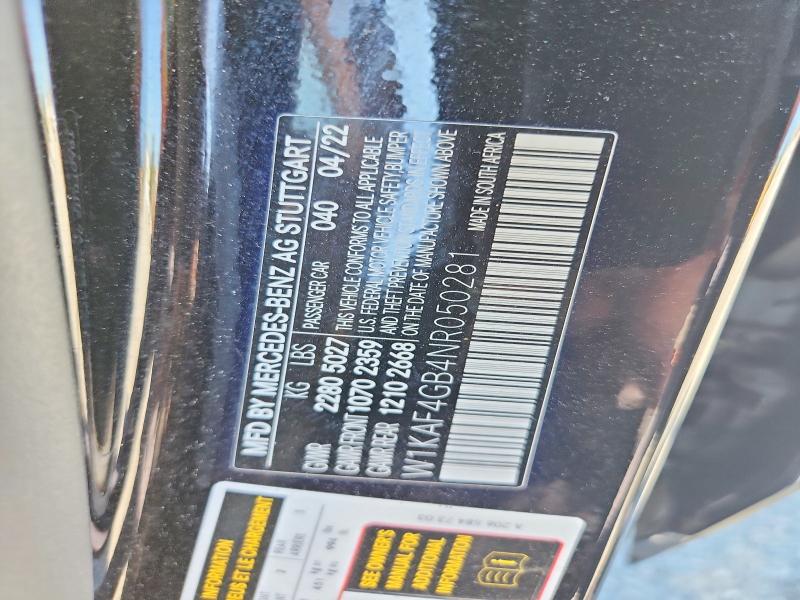 2022 Mercedes-benz C მანქანა იყიდება აუქციონზე, vin: W1KAF4GB4NR050281, აუქციონის ნომერი: 57301956