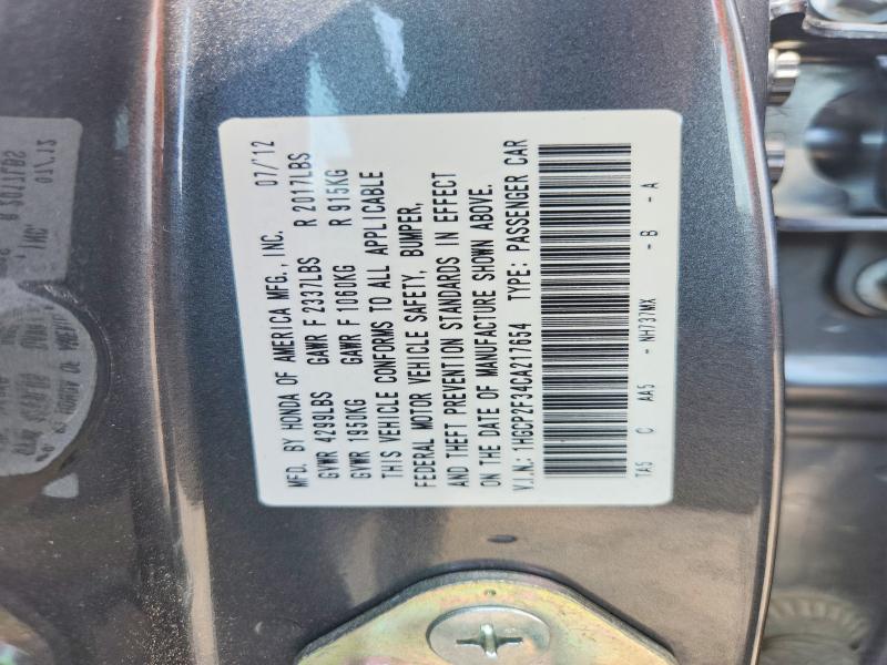 Aukcja sprzedaży 2012 Honda Accord, vin: 1HGCP2F34CA217654, numer aukcji: 59123256