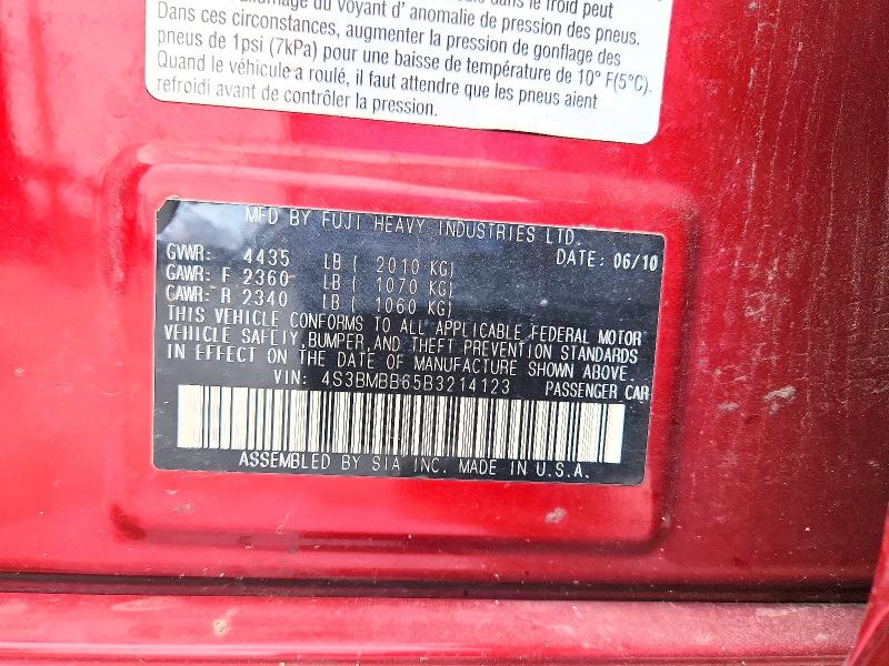 58699126 :رقم المزاد ، 4S3BMBB65B3214123 vin ، 2011 Subaru Legacy مزاد بيع