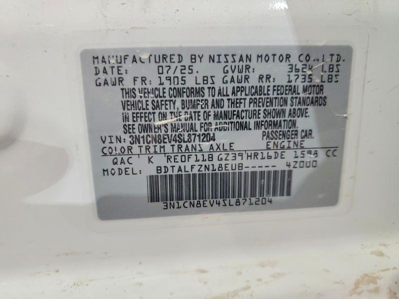 Aukcja sprzedaży 2025 Nissan Versa, vin: 3N1CN8EV4SL871204, numer aukcji: 56309746
