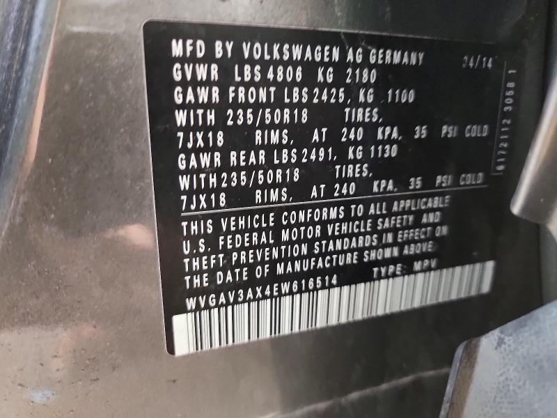 56179026 :رقم المزاد ، WVGAV3AX4EW616514 vin ، 2014 Volkswagen Tiguan مزاد بيع