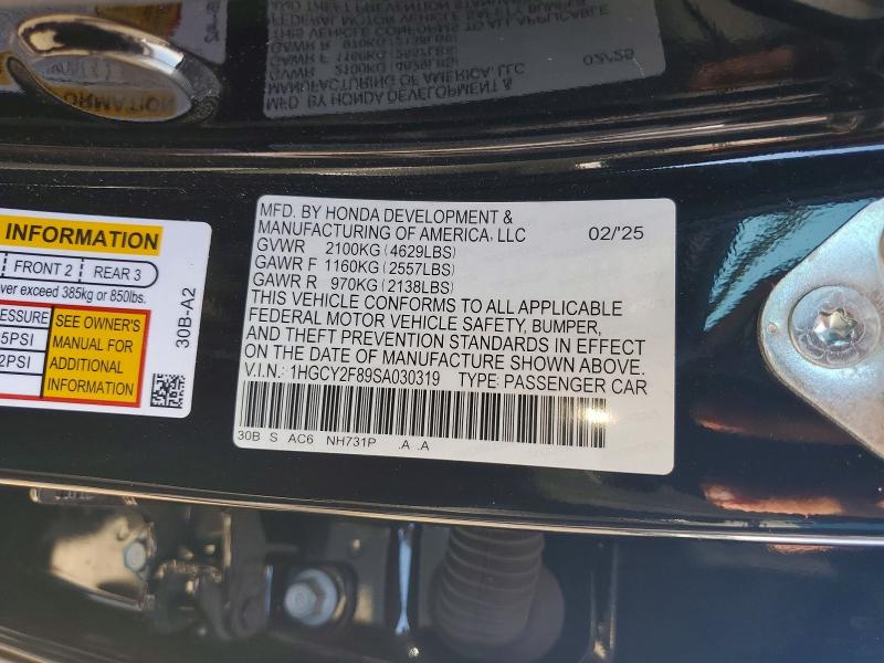 Продажа на аукционе авто 2025 Honda Accord, vin: 1HGCY2F89SA030319, номер лота: 57234406