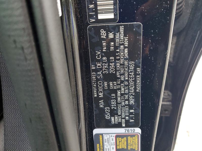 2023 Kia Forte მანქანა იყიდება აუქციონზე, vin: 3KPF24ADXPE647469, აუქციონის ნომერი: 57560086