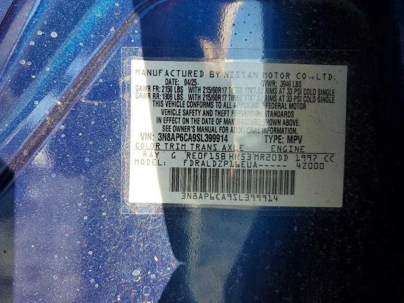 49012966 :رقم المزاد ، 3N8AP6CA9SL399914 vin ، 2025 Nissan Kicks مزاد بيع