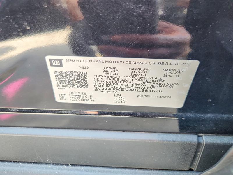 Aukcja sprzedaży 2019 Chevrolet Equinox, vin: 3GNAXKEV4KL364676, numer aukcji: 85617475