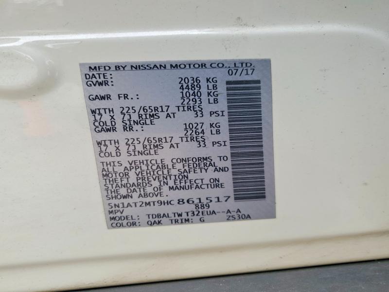 Aukcja sprzedaży 2017 Nissan Rogue, vin: 5N1AT2MT9HC861517, numer aukcji: 57319366