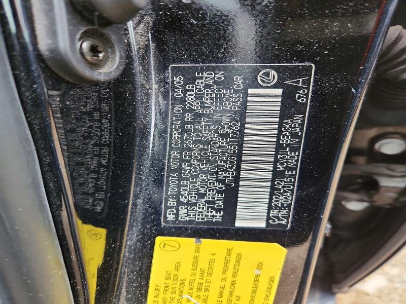 Aukcja sprzedaży 2005 Lexus Es, vin: JTHBA30G155117762, numer aukcji: 57560236