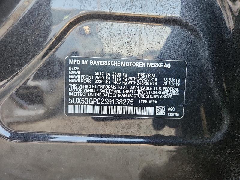 56131306 :رقم المزاد ، 5UX53GP02S9138275 vin ، 2025 Bmw X3 مزاد بيع