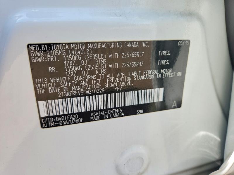 Продаж на аукціоні авто 2015 Toyota Rav4, vin: 2T3RFREV5FW340229, номер лоту: 56067206