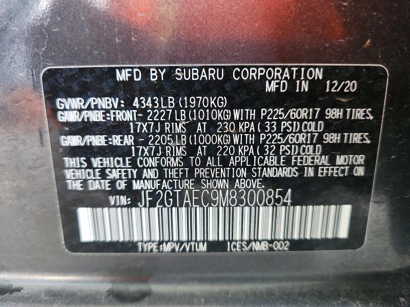 Продажа на аукционе авто 2021 Subaru Crosstrek, vin: JF2GTAEC9M8300854, номер лота: 56245776