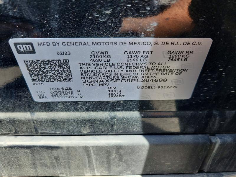 Продаж на аукціоні авто 2023 Chevrolet Equinox, vin: 3GNAXSEG9PL204608, номер лоту: 55388346