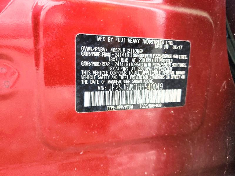56158446 :رقم المزاد ، JF2SJGWC1HH540049 vin ، 2017 Subaru Forester مزاد بيع