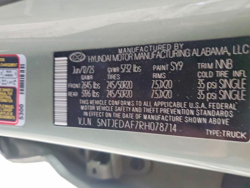 Продаж на аукціоні авто 2024 Hyundai Santa Cruz, vin: 5NTJEDAF7RH078714, номер лоту: 56950766