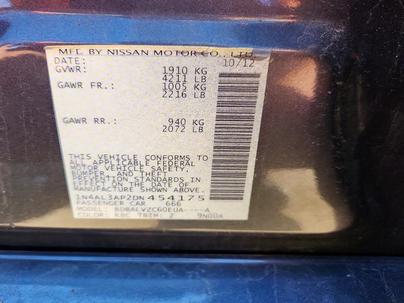 2013 Nissan Altima მანქანა იყიდება აუქციონზე, vin: 1N4AL3AP2DN454175, აუქციონის ნომერი: 53641146