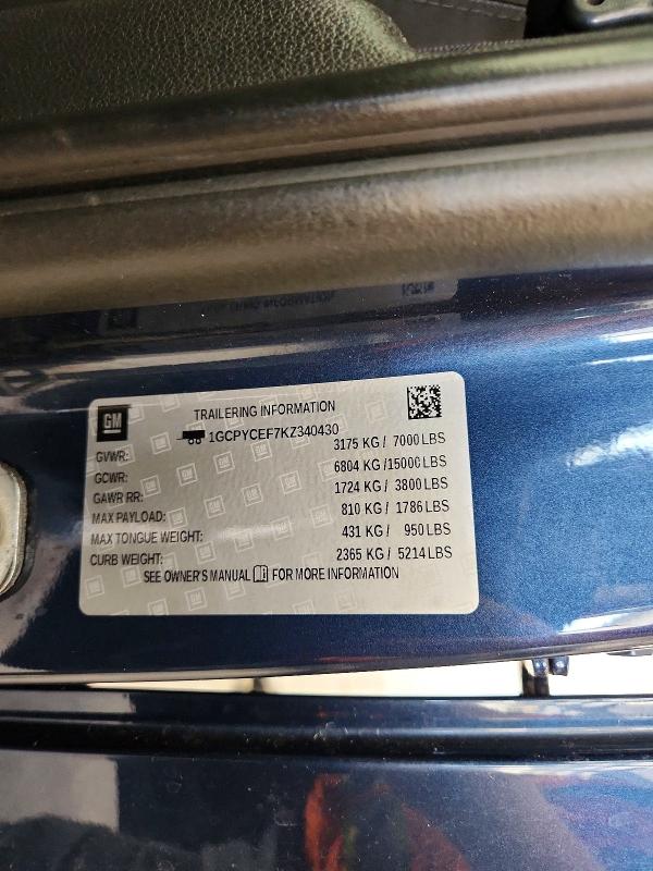 Продажа на аукционе авто 2019 Chevrolet Silverado, vin: 1GCPYCEF7KZ340430, номер лота: 56774706