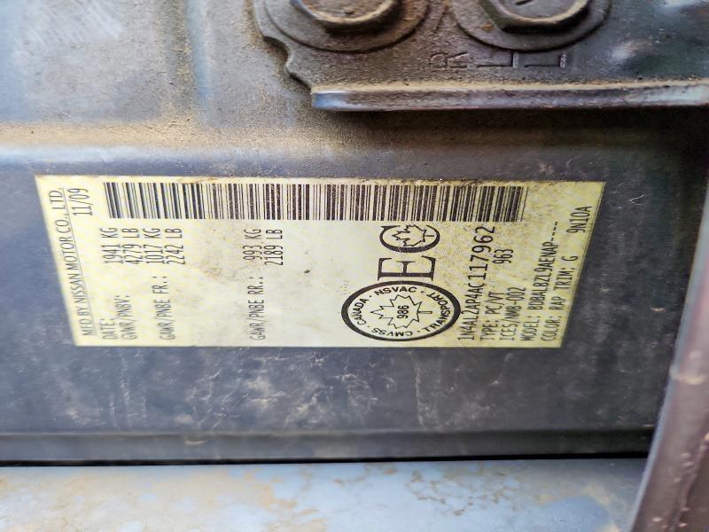 55425976 :رقم المزاد ، 1N4AL2AP4AC117962 vin ، 2010 Nissan Altima مزاد بيع
