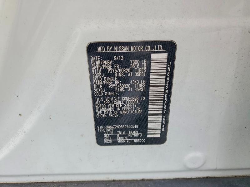 55969846 :رقم المزاد ، JN8AZ2ND5E9750549 vin ، 2014 Infiniti Qx80 مزاد بيع