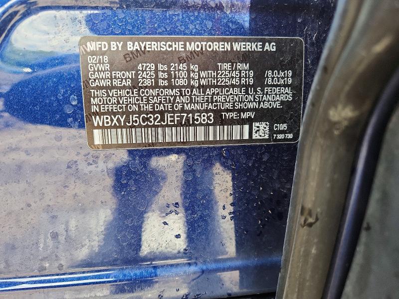 2018 Bmw X2 მანქანა იყიდება აუქციონზე, vin: WBXYJ5C32JEF71583, აუქციონის ნომერი: 56615196