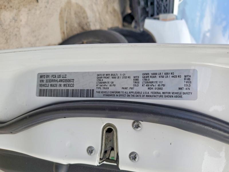 55824826 :رقم المزاد ، 3C63RRHL4MG550672 vin ، 2021 Ram 3500 مزاد بيع