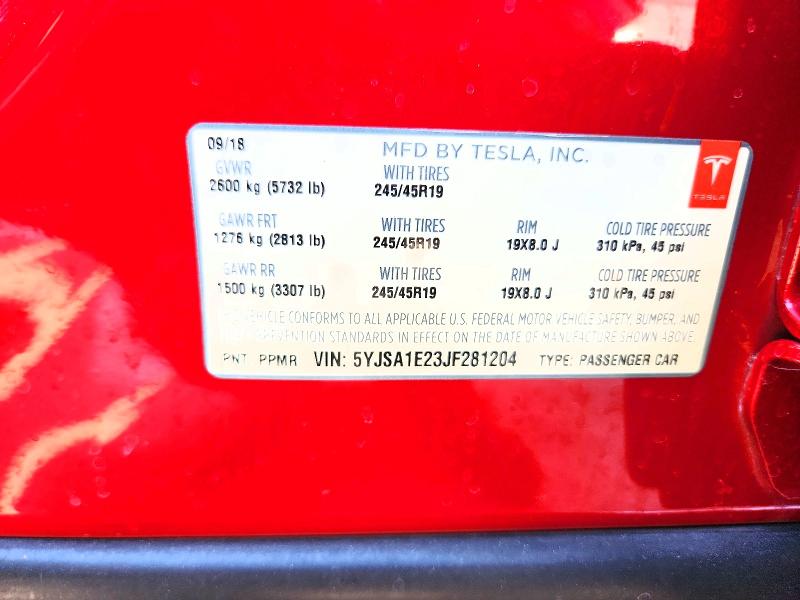 Продажа на аукционе авто 2018 Tesla Model S, vin: 5YJSA1E23JF281204, номер лота: 56143676