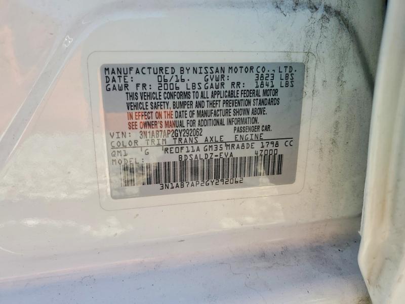 Продаж на аукціоні авто 2016 Nissan Sentra, vin: 3N1AB7AP2GY292062, номер лоту: 57597946