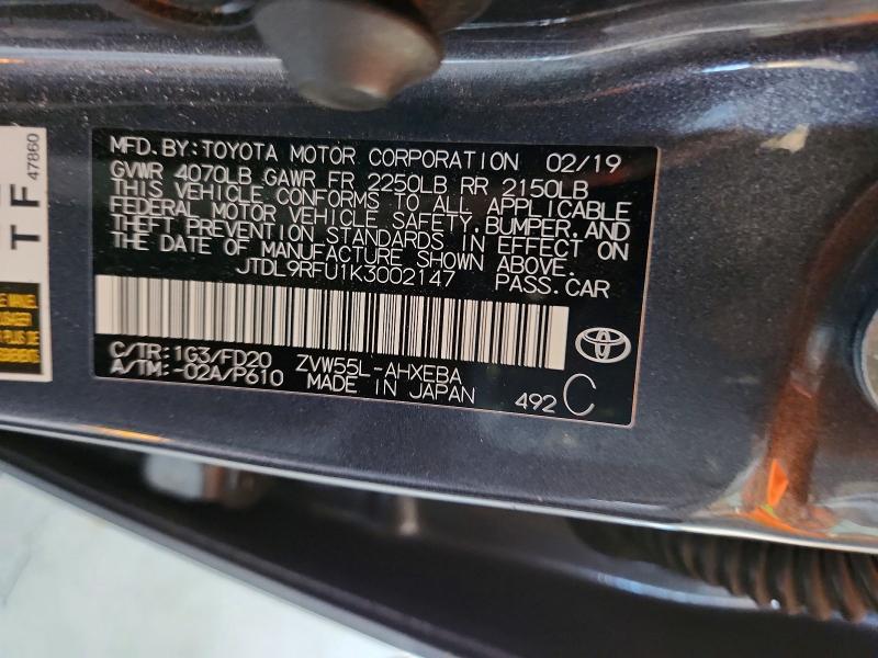 Продаж на аукціоні авто 2019 Toyota Prius, vin: JTDL9RFU1K3002147, номер лоту: 85791965