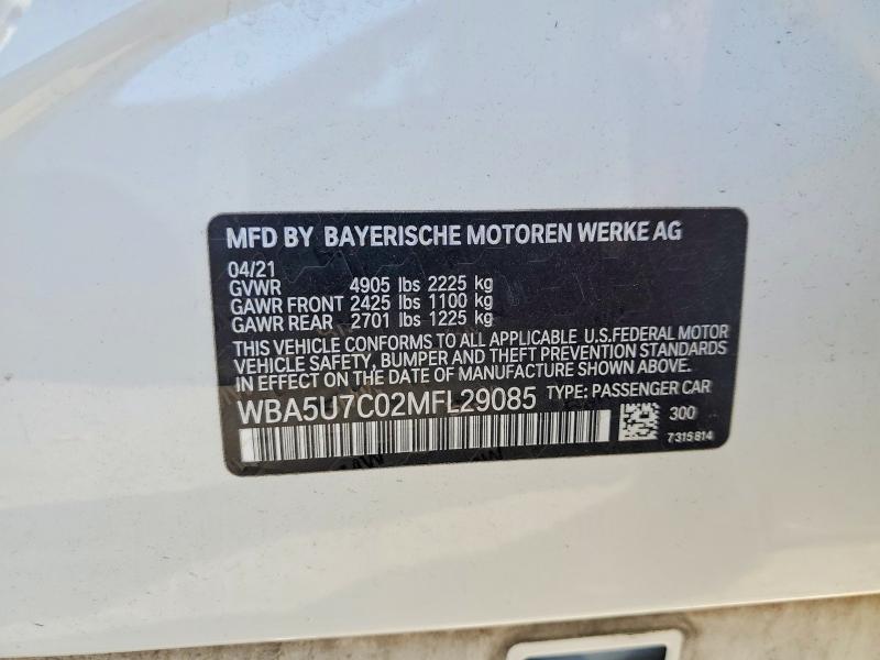 Aukcja sprzedaży 2021 Bmw M340i, vin: WBA5U7C02MFL29085, numer aukcji: 57007716