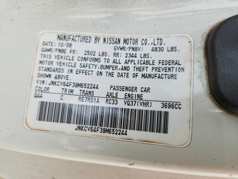 Продаж на аукціоні авто 2009 Infiniti G37 Coupe, vin: JNKCV64F39M652244, номер лоту: 54093836