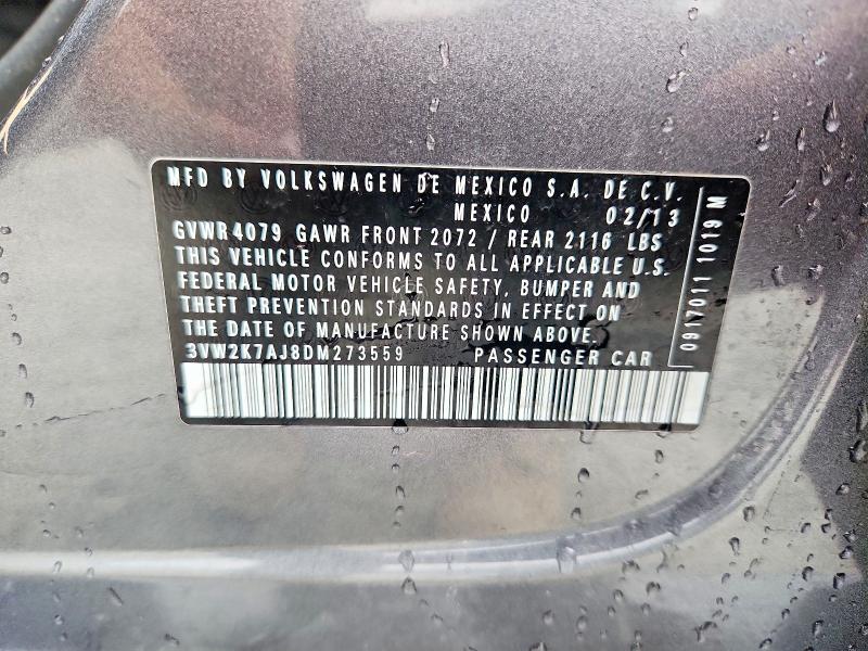 56494566 :رقم المزاد ، 3VW2K7AJ8DM273559 vin ، 2013 Volkswagen Jetta مزاد بيع