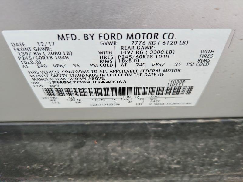 Aukcja sprzedaży 2018 Ford Explorer, vin: 1FM5K7D89JGA40963, numer aukcji: 57480516