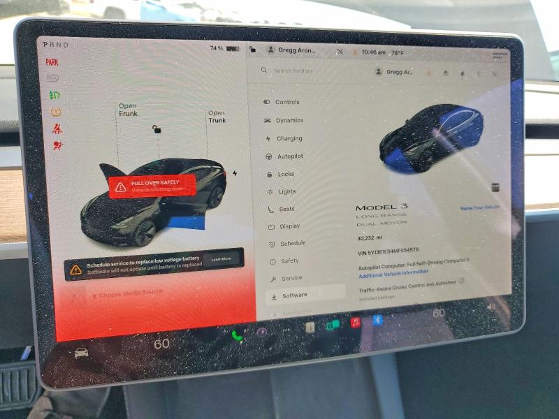 2021 Tesla Model 3 მანქანა იყიდება აუქციონზე, vin: 5YJ3E1EB4MF054570, აუქციონის ნომერი: 57703326
