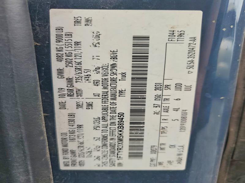 Aukcja sprzedaży 2019 Ford Transit, vin: 1FTYR3XM5KKB89450, numer aukcji: 59218336