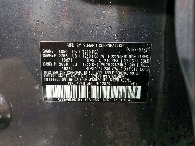 Продажа на аукционе авто 2022 Subaru Outback, vin: 4S4BTANC5N3128700, номер лота: 58377906