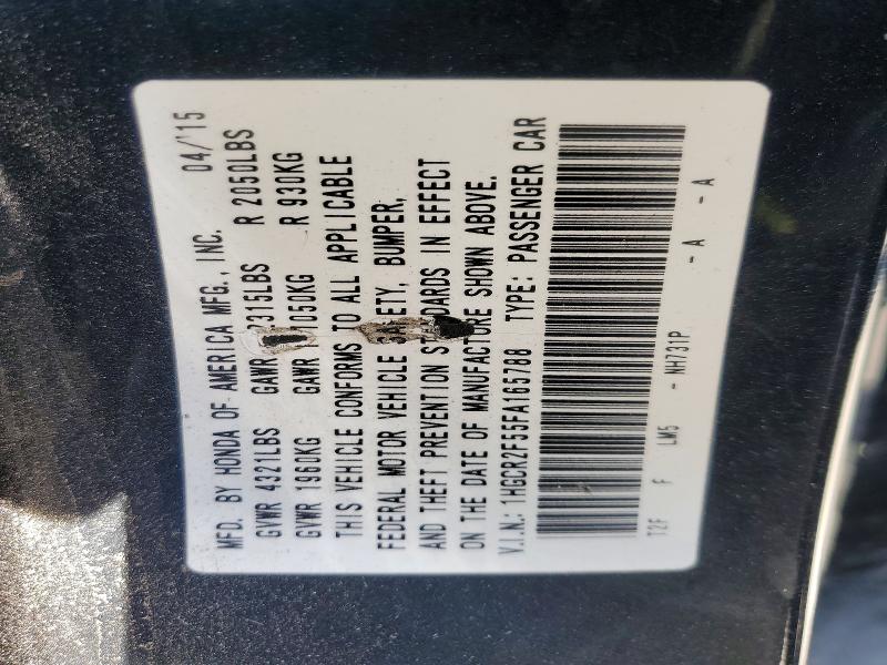 2015 Honda Accord მანქანა იყიდება აუქციონზე, vin: 1HGCR2F55FA165788, აუქციონის ნომერი: 58997426
