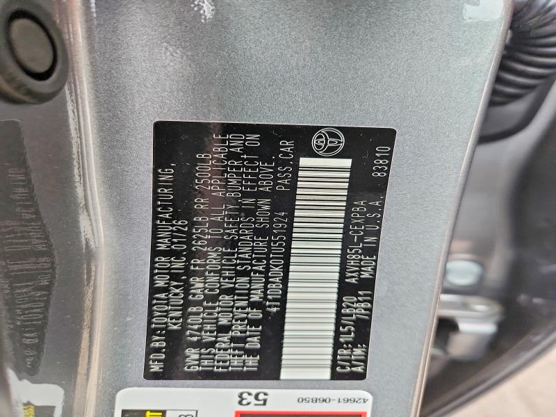 Aukcja sprzedaży 2026 Toyota Camry, vin: 4T1DBADK0TU551924, numer aukcji: 56578856