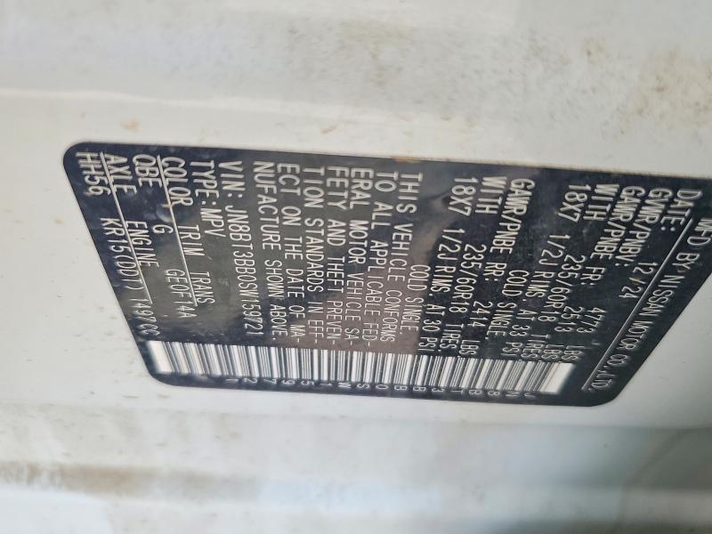 2025 Nissan Rogue მანქანა იყიდება აუქციონზე, vin: JN8BT3BB0SW159721, აუქციონის ნომერი: 58710406