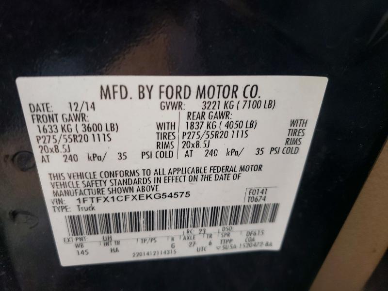 57830166 :رقم المزاد ، 1FTFX1CFXEKG54575 vin ، 2014 Ford F150 Supercrew مزاد بيع