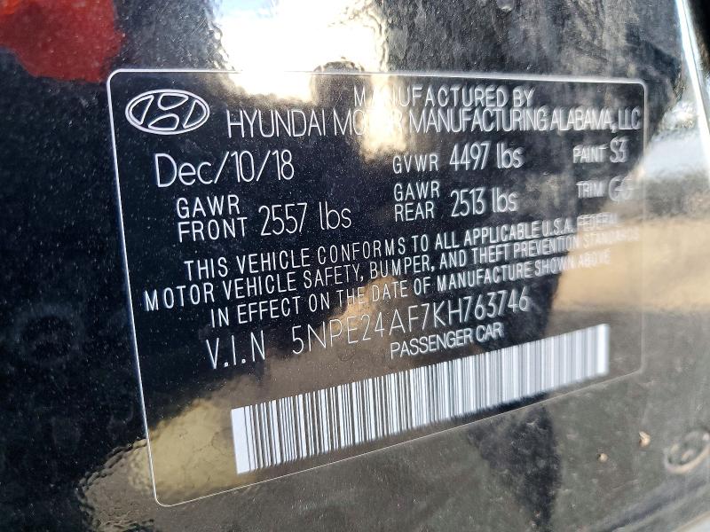 Продаж на аукціоні авто 2019 Hyundai Sonata, vin: 5NPE24AF7KH763746, номер лоту: 57001306