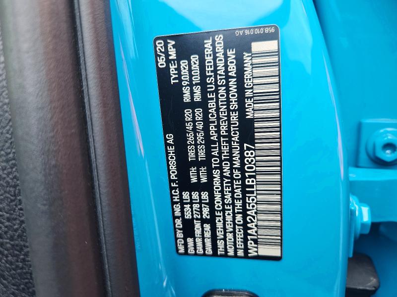 57725336 :رقم المزاد ، WP1AA2A55LLB10387 vin ، 2020 Porsche Macan مزاد بيع