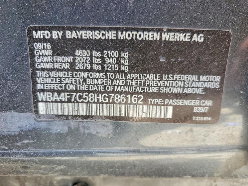 58607836 :رقم المزاد ، WBA4F7C58HG786162 vin ، 2017 Bmw 430i مزاد بيع