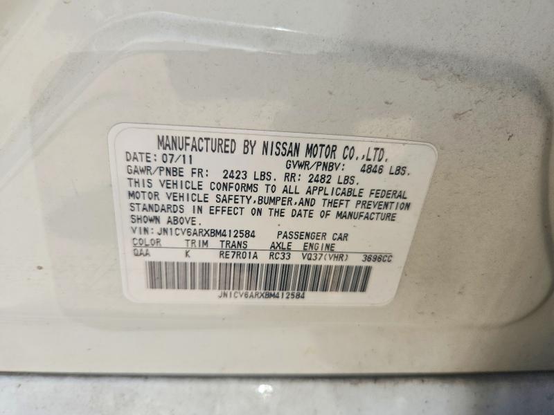 57102216 :رقم المزاد ، JN1CV6ARXBM412584 vin ، 2011 Infiniti G37 Sedan مزاد بيع